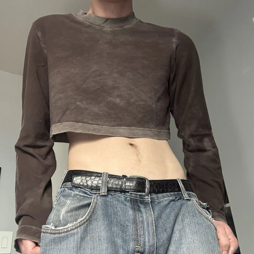 Cotton Citizen Grunge Cropped Sweater Top Distressed Streetwear Sz Medium Women